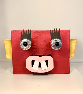 Paper mache creature head mock-up