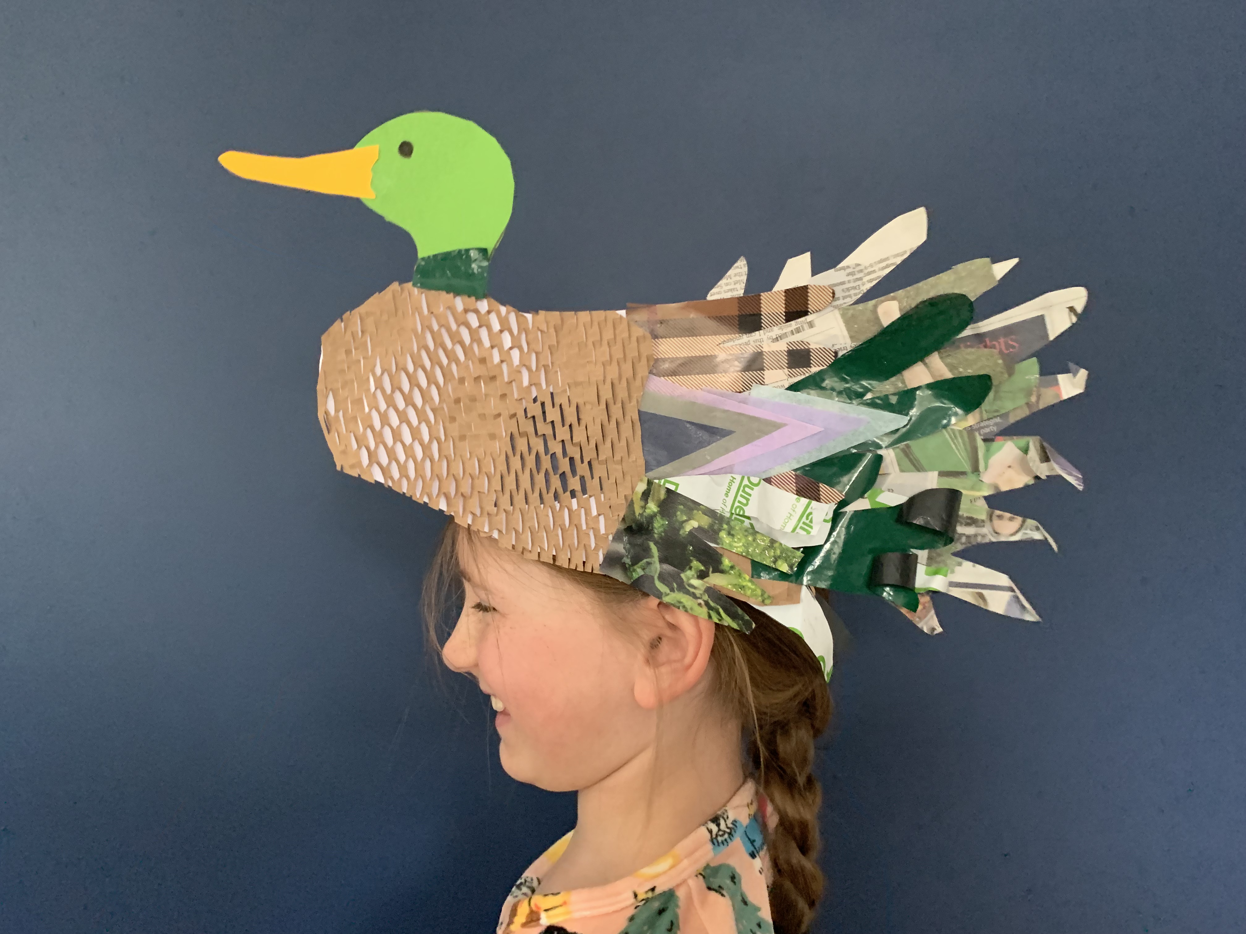 Bird headdress school art project artist in residence